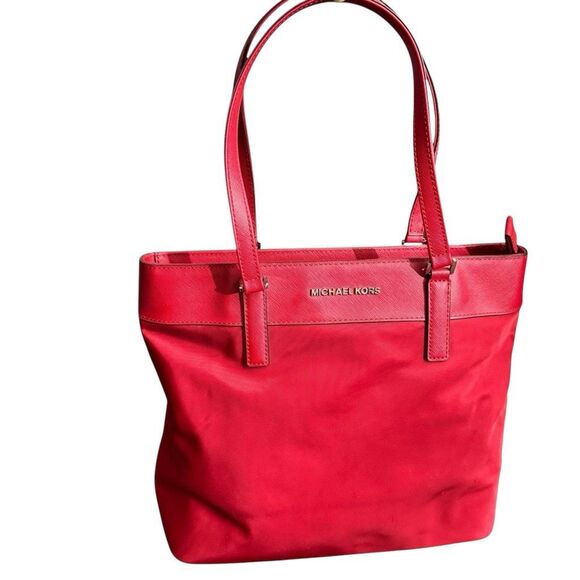 Michael Kors Authenticated Red Nylon Tote / EUC - Picture 1 of 8